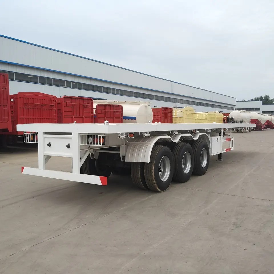 3 Axle Transport 20ft 40ft Container Flatbed Semi Trailer For Sale - Image 2