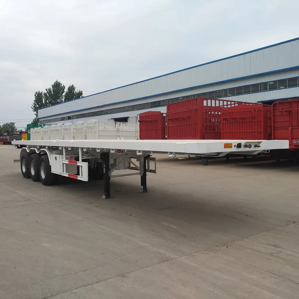 3 Axle Transport 20ft 40ft Container Flatbed Semi Trailer For Sale - Image 4