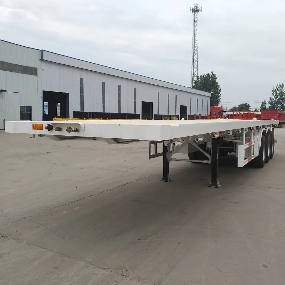 3 Axle Transport 20ft 40ft Container Flatbed Semi Trailer For Sale - Image 6