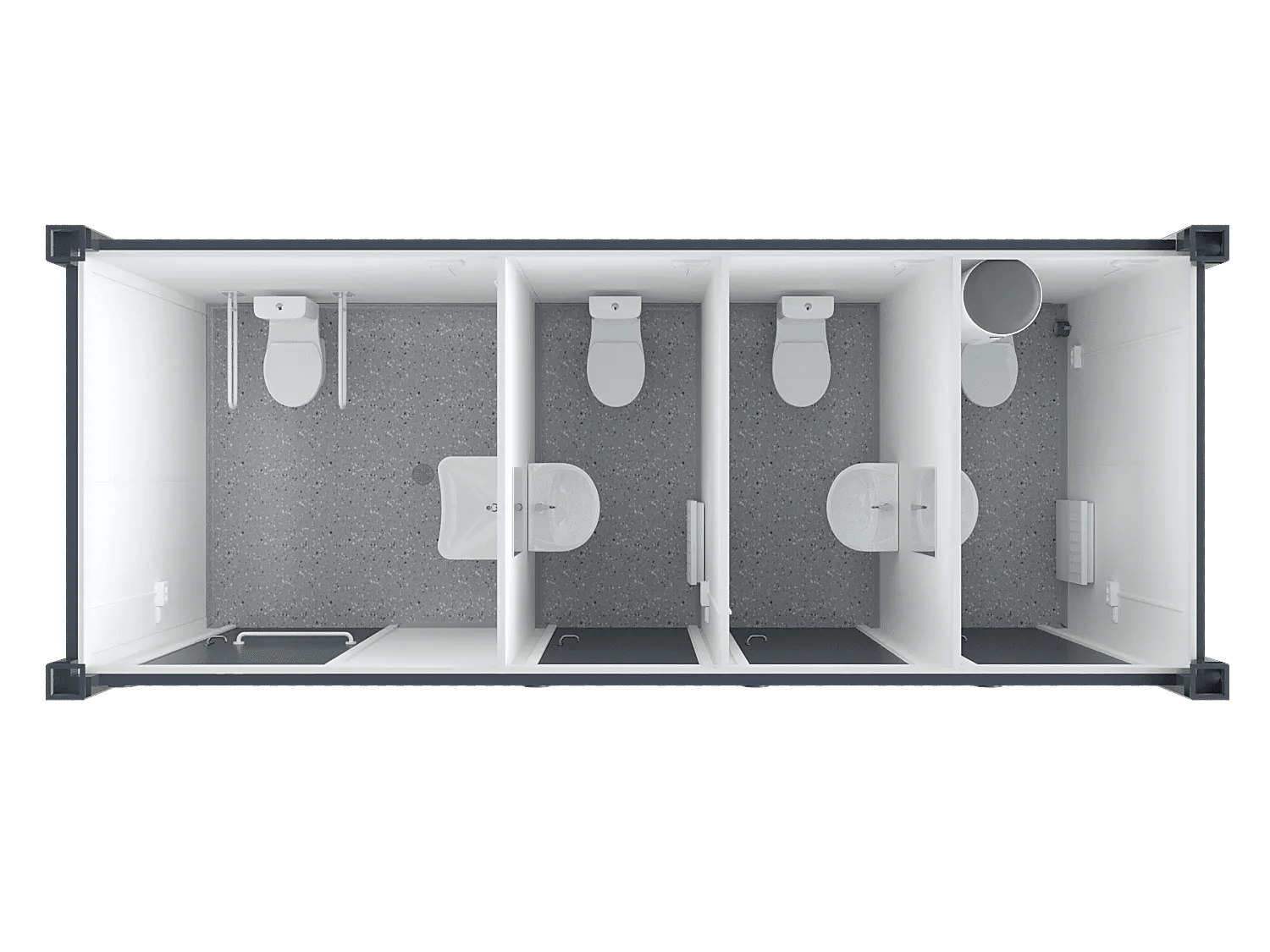 20′ Toilet Container, Three Standard And One Barrier-free Toilet, Premium - Image 2